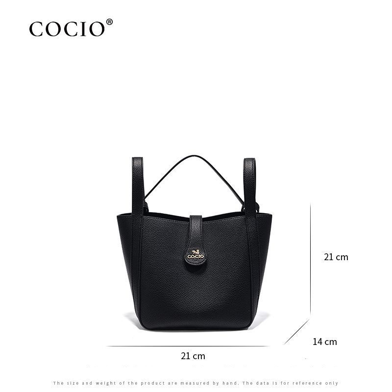 COCIO designer bag New affordable luxury genuine leather bucket simple high-quality fashionable casual womens composite bag