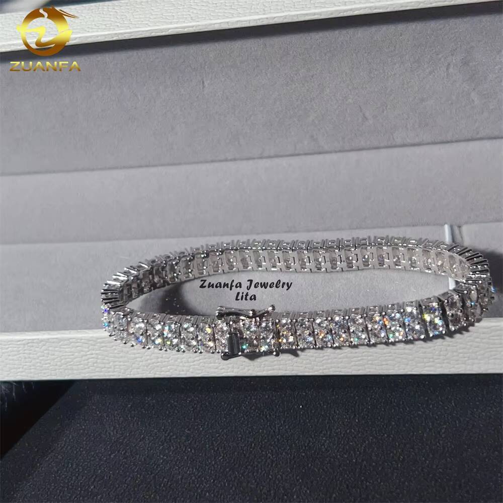 Pass Diamond Tester 925 Silver 3MM Moissanite Double Rows 6MM Width Tennis Chain Bracelet