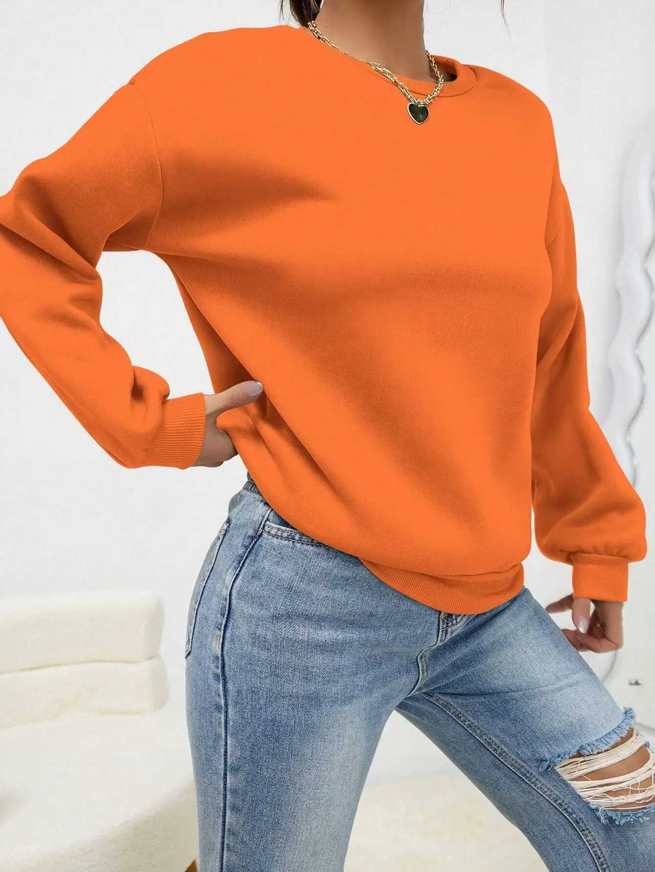 Solid Color Multicolor Woman Hoodie Casual Comfortable Clothing Loose Trendy Sweatshirt Autumn Crewneck Female Pullovers Z250905