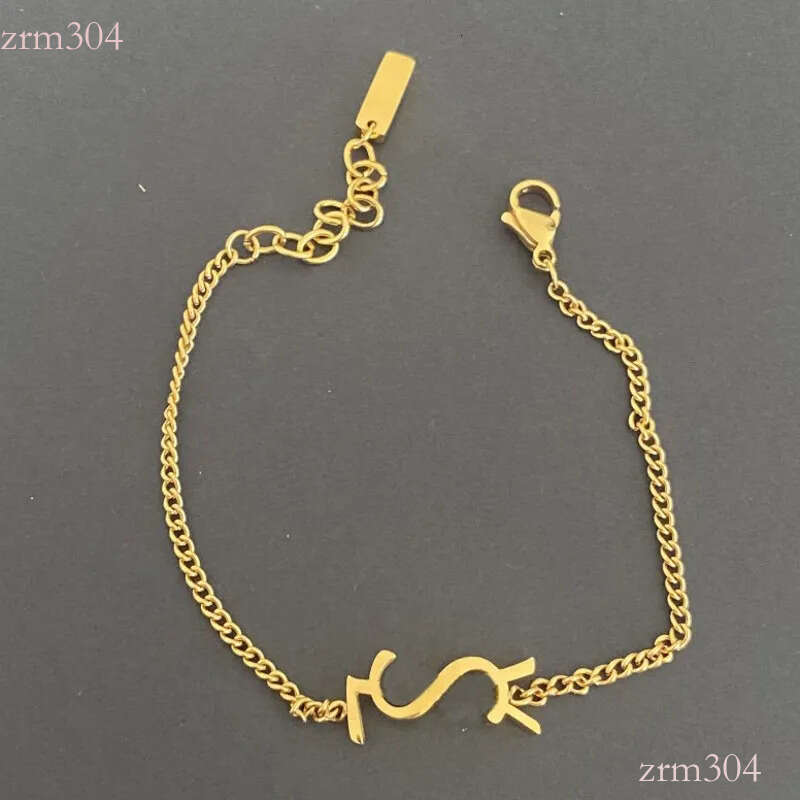 Women Fashion Designer Bracelets Necklace Earrings Gold Plated Simple Letter Stainless Steel Classic Bracelet Jewelry
