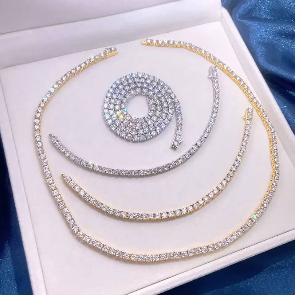 925 Silver Hip Hop 5mm Tennis Chain with D VVS1 Clarity Moissanite Vvs Diamond Bracelet Women Mens Bracelet