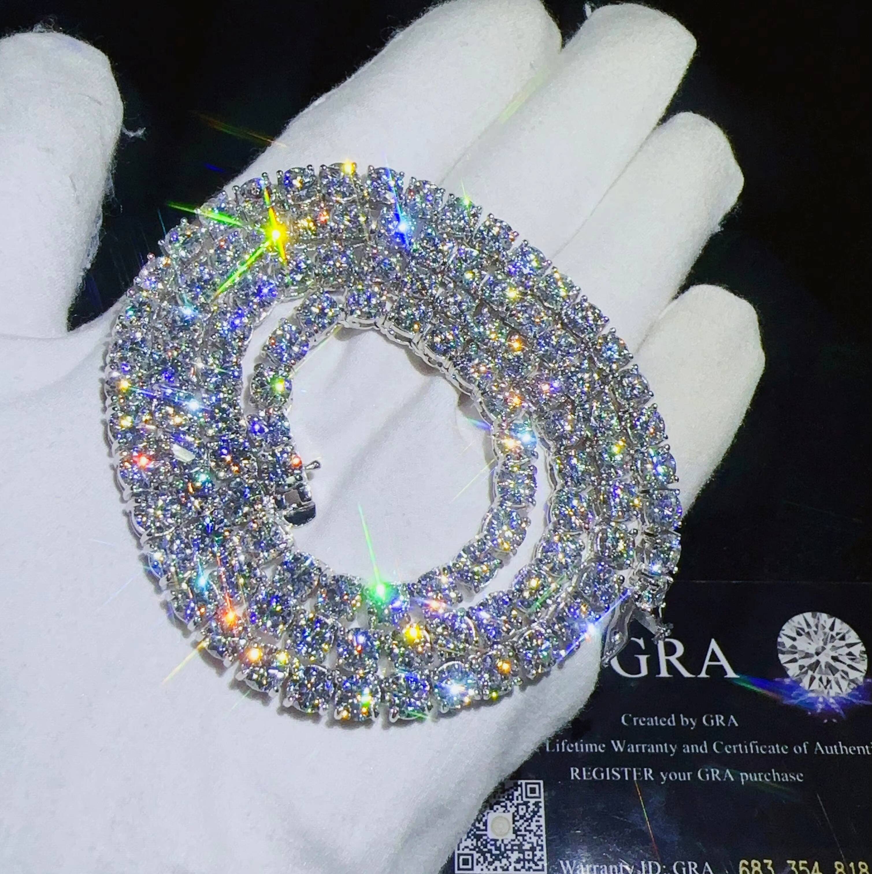 Hip Hop 5mm Tennis Necklaces Charm Chain in Stock 925 Silver Vvs Moissanite Iced Out Fashion Tennis Chain