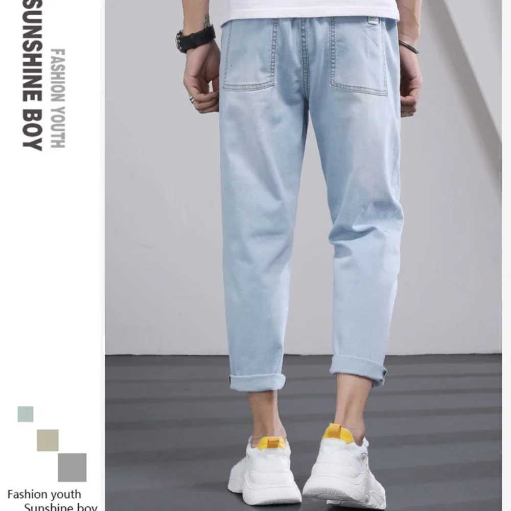 2024 New Mens Stretch Ankle Length Jeans Fashion Casual Cotton Slim Fit Denim Pants Korean Trousers Male Brand Cloth W250905