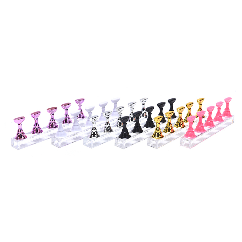 1Set Magnetic Nail Holder Practice Display Stand Nail Polish Acrylic Crystal Showing Shelf Nail Art Tool Colorful Nail Polish