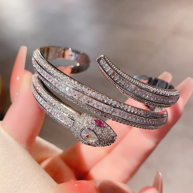 Luxury Brand Designer Jewelry European And American Style Multi-Layer Wrapped Snake Open Bracelet Trade Personality Bold Bracelet Jewelry Party Festiv