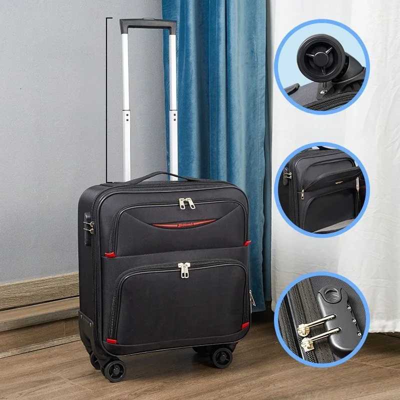 Carry On Rolling Suitcase Oxford Fabric Luggage with Password Lock Lightweight Flip Top Spinner Luggage for Men and Women Travel Z250905