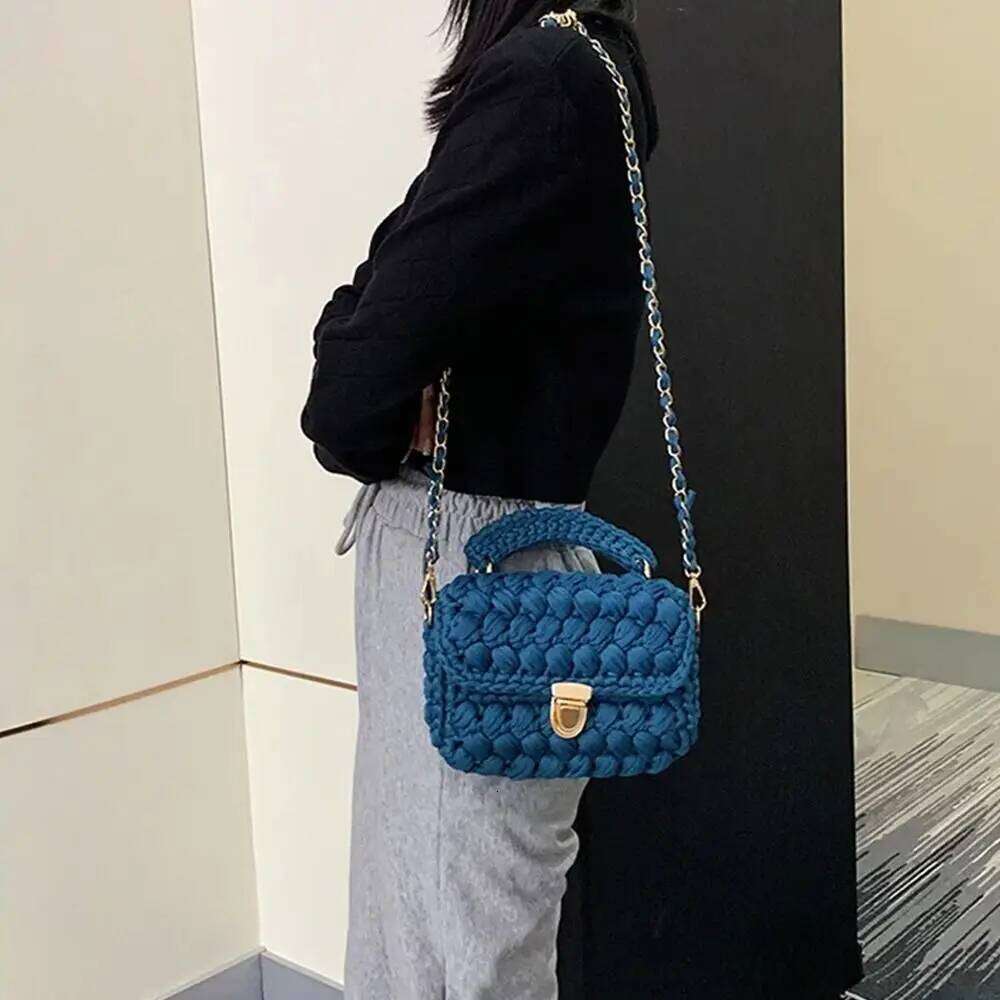 Stylish Handmade Knitted Texture Bohemian Rope Woven Handbag Casual Style DIY Messenger Bag Daily Use