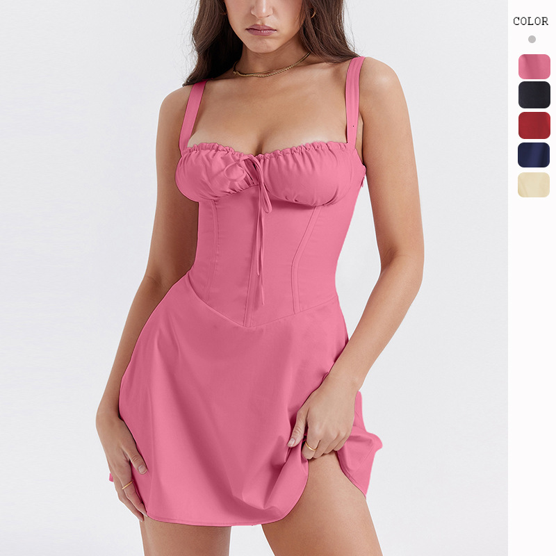 2023 Womens French Style Summer New Sleeveless Dopamine Outfit Strap Dress