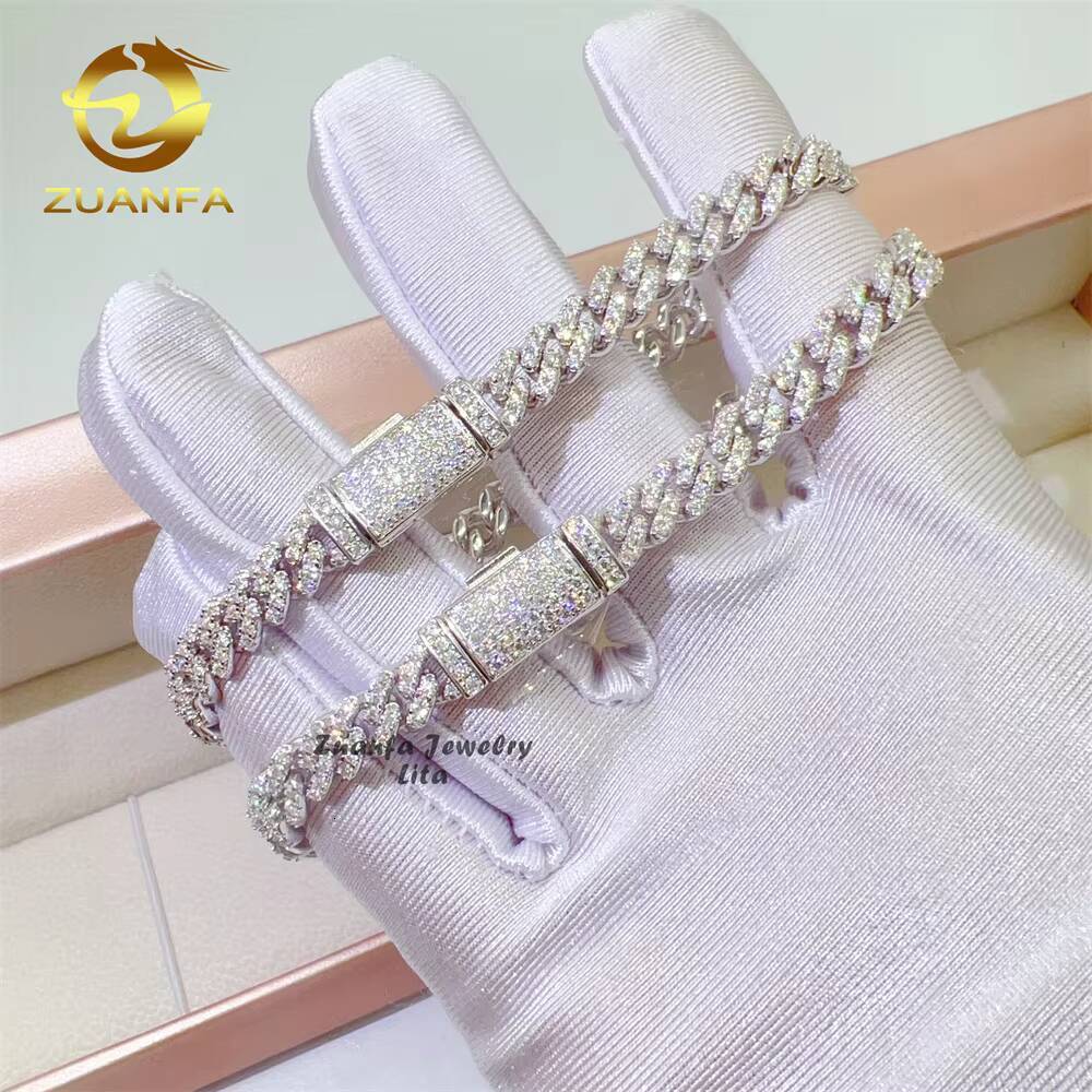 Hot Selling 6mm Necklace Silver Wholesale Price Iced Out Vvs Moissanite Diamond 925 Jewelry Hip Hop Cuban Link Chain Br