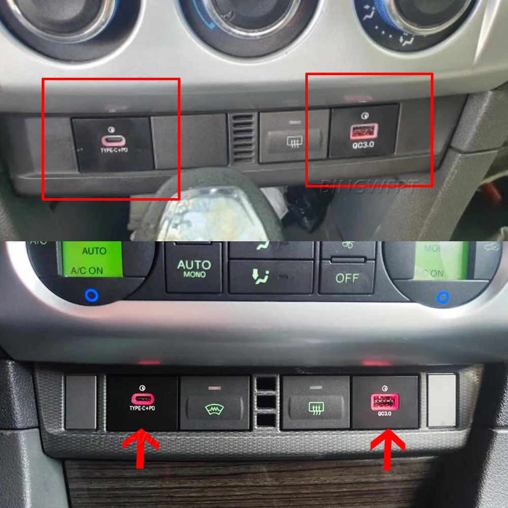 Compatible For Ford Focus 2009-2011 mk2 Fast Car Phone Charger Socket Double QC3.0 Type C PD USB Charging Port Power Adapter