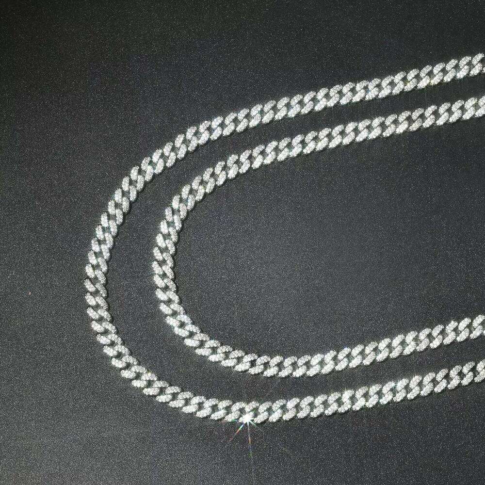 Fine 6MM Sterling Sier Moissanite Gold Cuban Link Chain Men's and Women's Jewelry