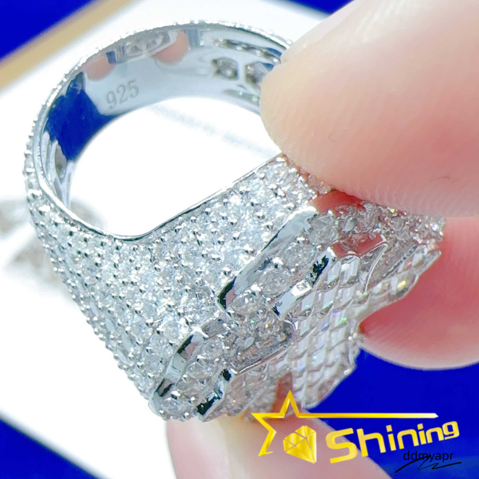 Iced Out Sterling Sier Hip Hop Moissanite Ring Ddmydec Men Custom Cross Finger Rings Ddmydec Ddmydec Ddmydec Ddmydec