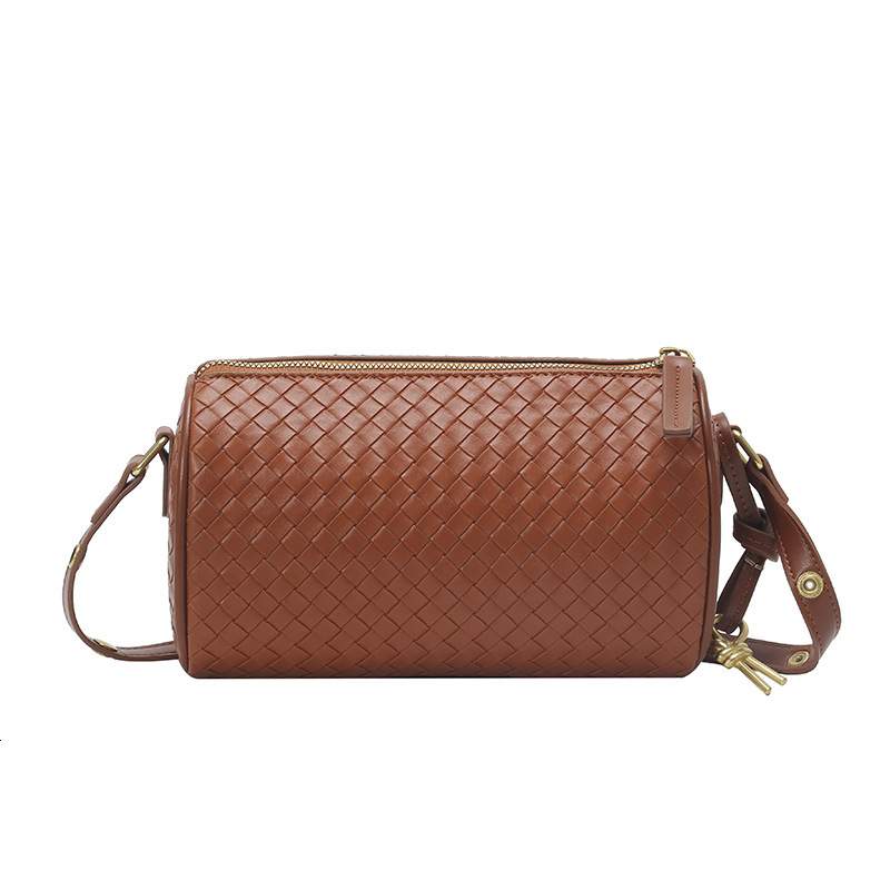 Luxury Brand Designer Bag Fashion Woven Pillow Bag For Women 2025 New High-End Retro Commuter Shoulder Bag Crossbody Cylinder Bag