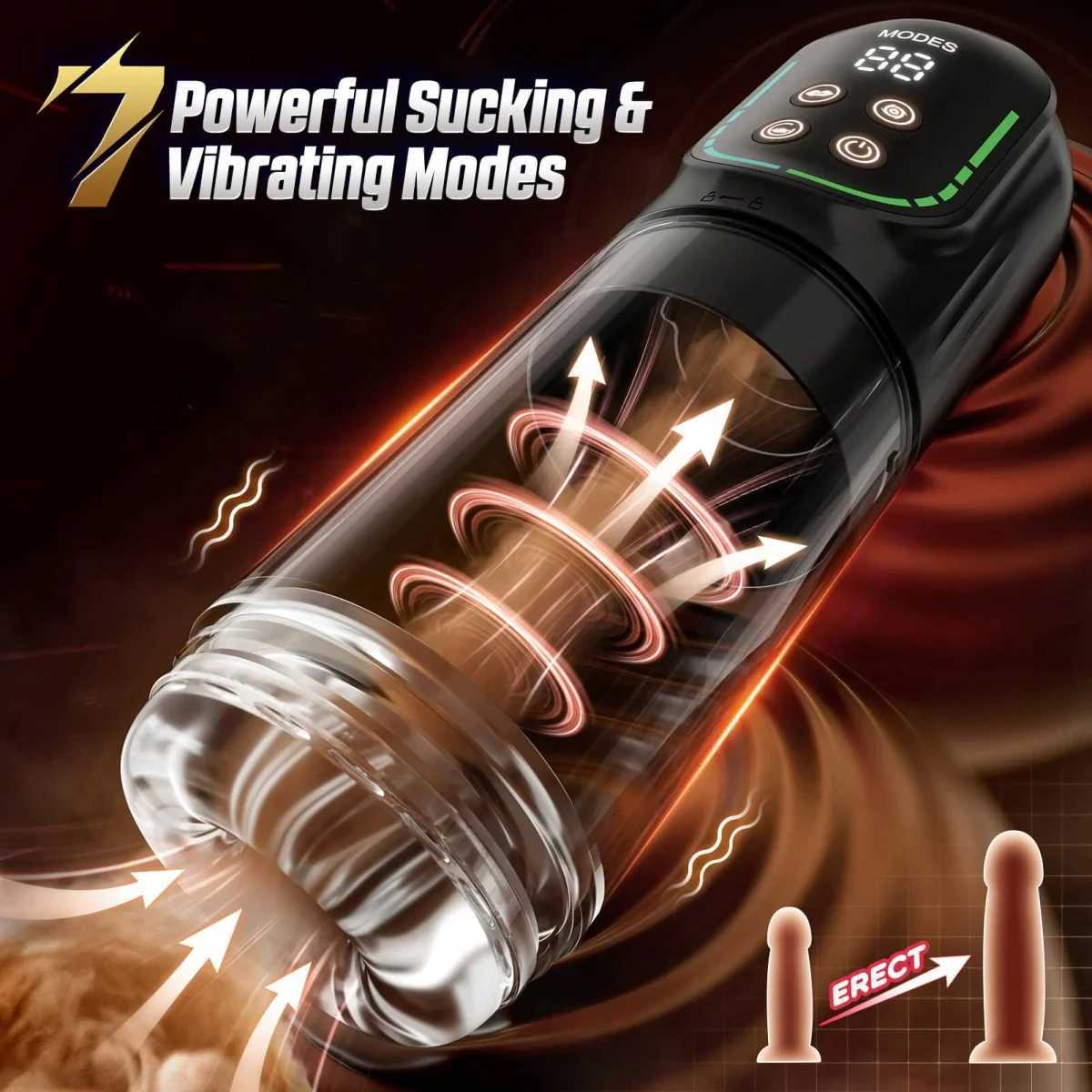 IPX7 LED Automatic Male Masturbator Cup 7 Sucking Rotating Licking Thusting Modes Pocket Pussy Stroker Blowjob Sex Toys For MenXJ250905