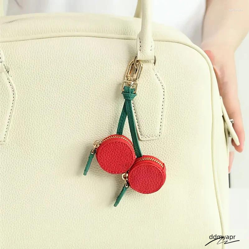 Keychains Cherry Blueberry Design Fruit Charm Coin Purse Ddmydec Microfiber Leather Cute Key Chain Mini Pouch Wallet Gift For Airtag Girl Women Ddmyde