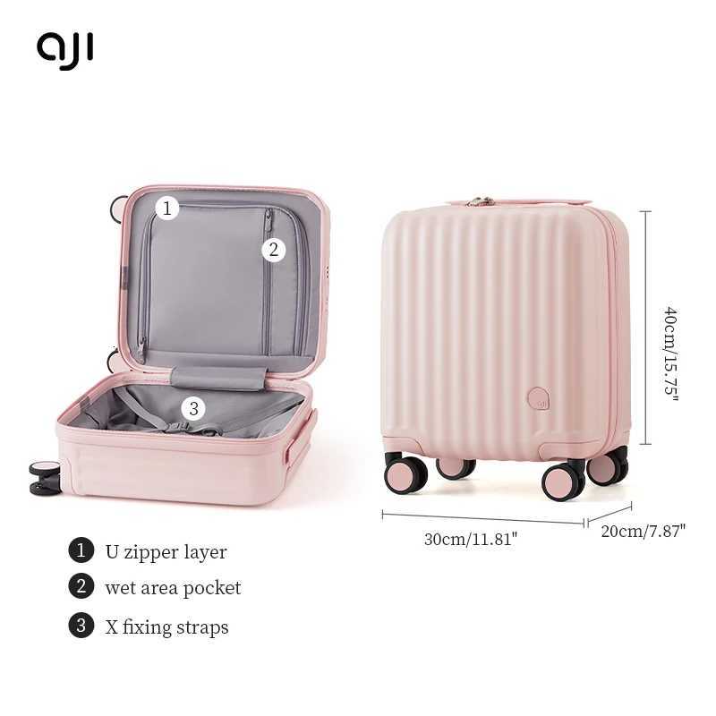 Aji Women Luggage Travel Suitcase Business 14Inch Suitcase TSA Lock Lightweight Hardshell Suitcase Airlines Men CarryOn Luggag Z250905