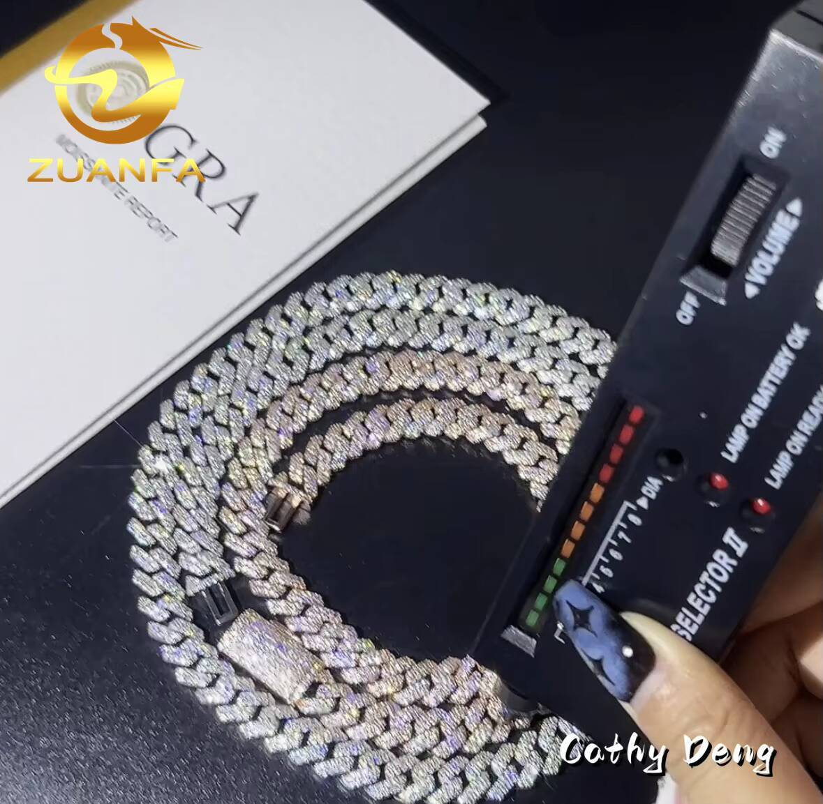 Iced Out Hip Hop Jewelry 10mm Moissanite Cuban Link Chain 925 Silver Pass Diamond Tester VVS Moissanite Cuban Chain