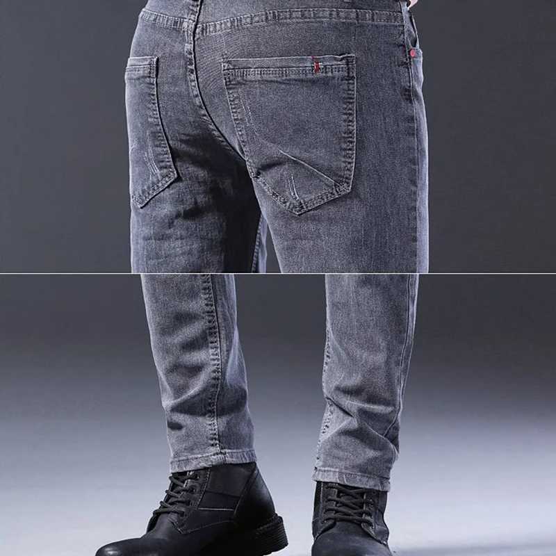Men New Fashion Comfortable Slim Fit Jeans Male Loose Straight Smart Casual Denim Pants Formal Elasticity Look Taller Trousers W250905