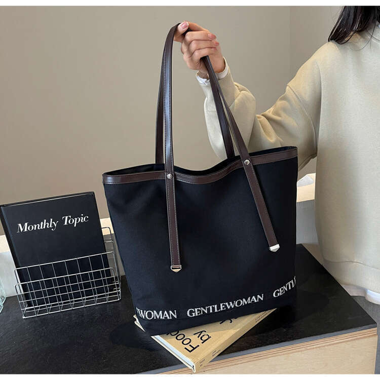 Designer Bags Gentle Woman Color-Block Letter Print Large Capacity Tote Canvas 2025 New Versatile Shoulder Bag