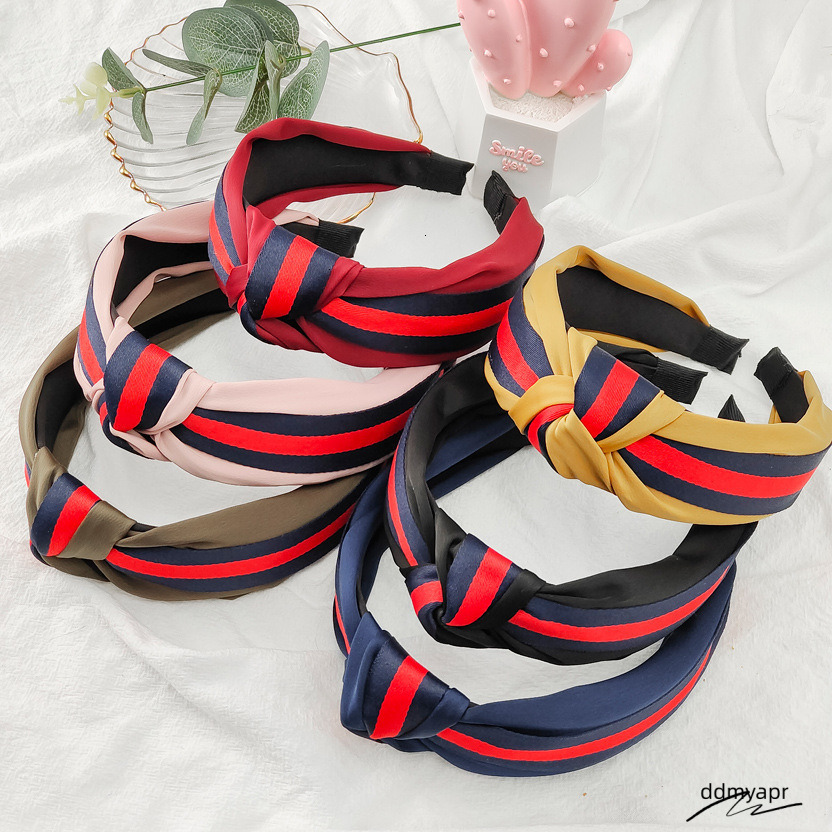 Striped Ribbon Knotted Women's Outdoor Accessory Clip Wide Cross Headband ddmyday Hair Ornament