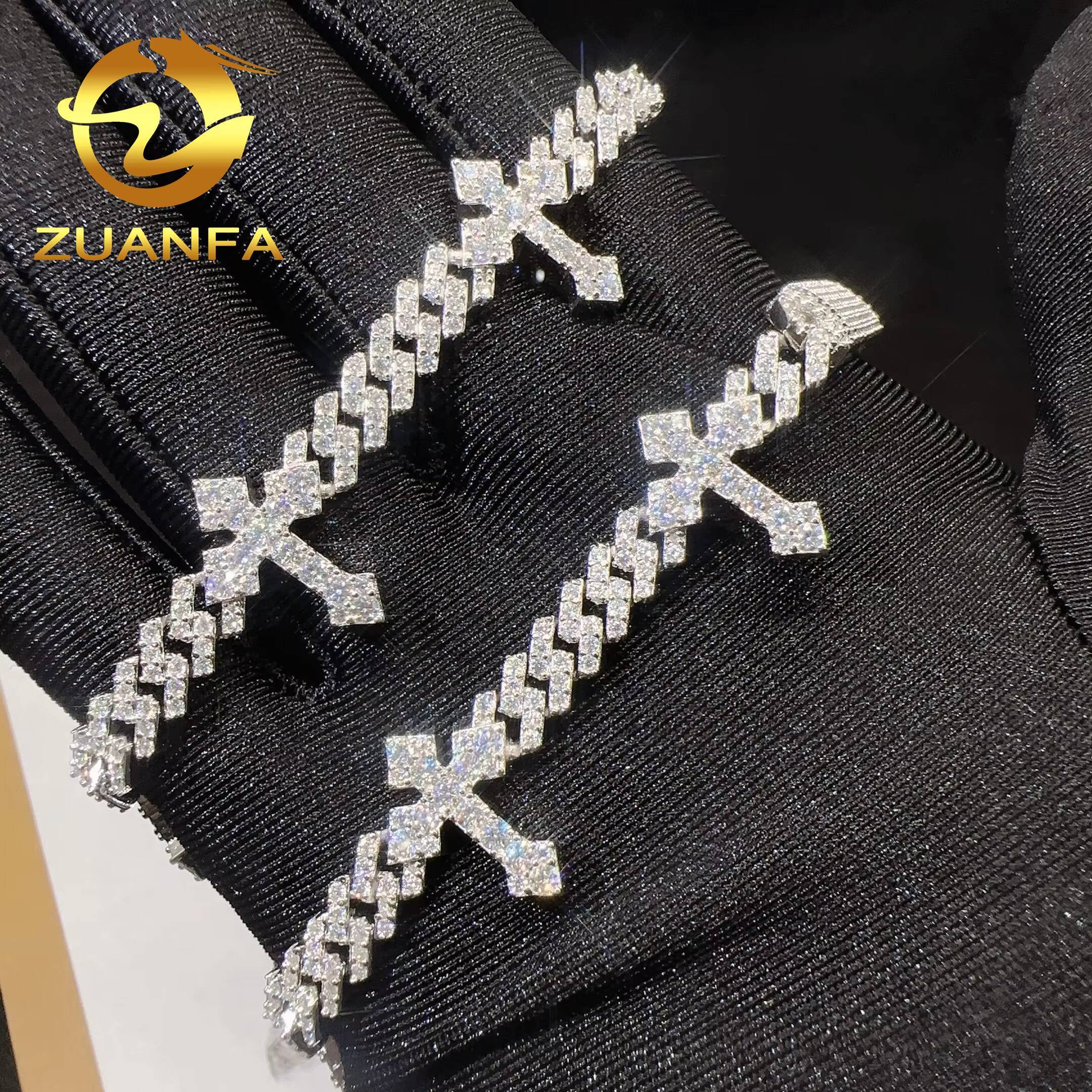 Iced Out Cross Design Moissanite Cuban Chain Bracelet 6mm Hip Hop Bracelet 925 Silver Cuban Link Bracelet Rapper Jewelry