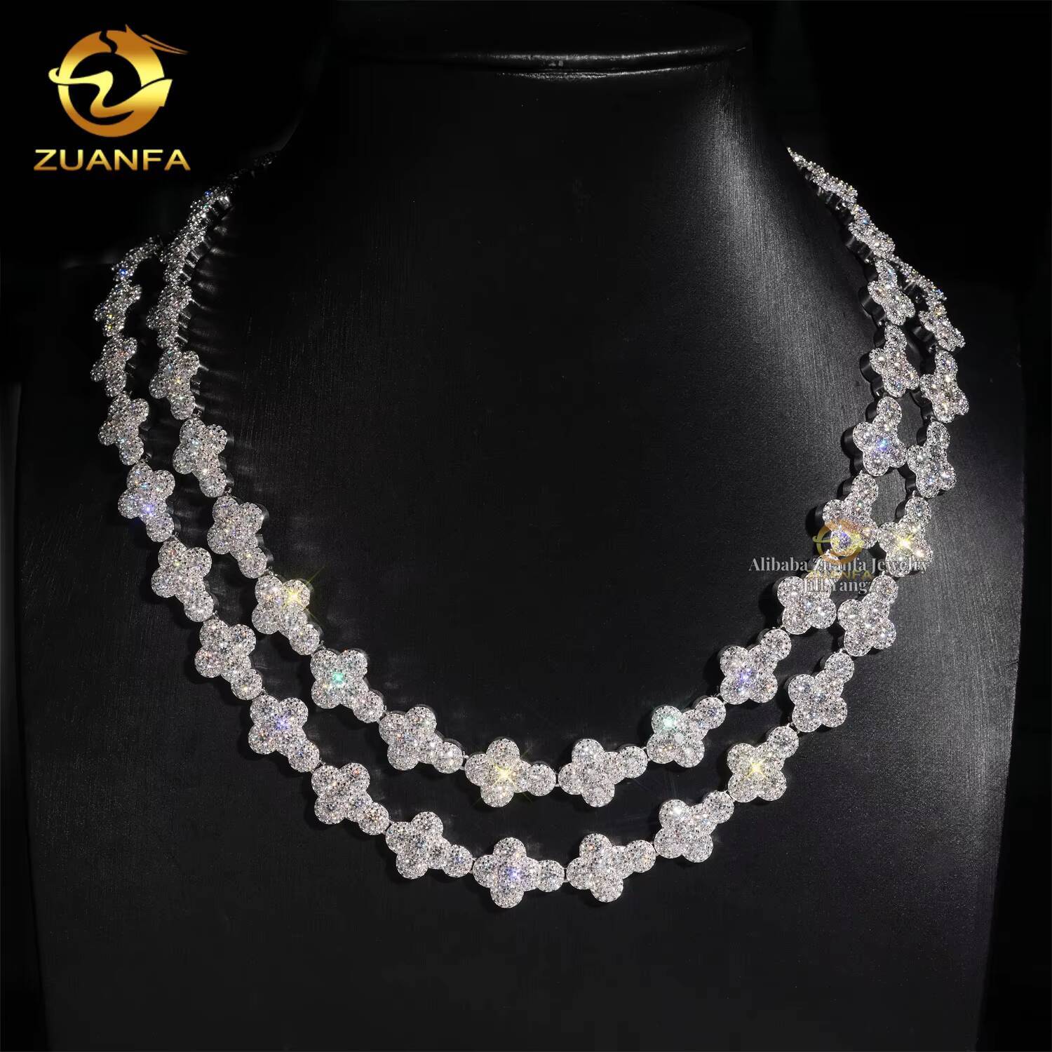 Popular Style 13mm Cross Chain Necklace Cuban Links 100 Percent Moissanite Chain Cuban Iced Out Necklace GRA Certificate