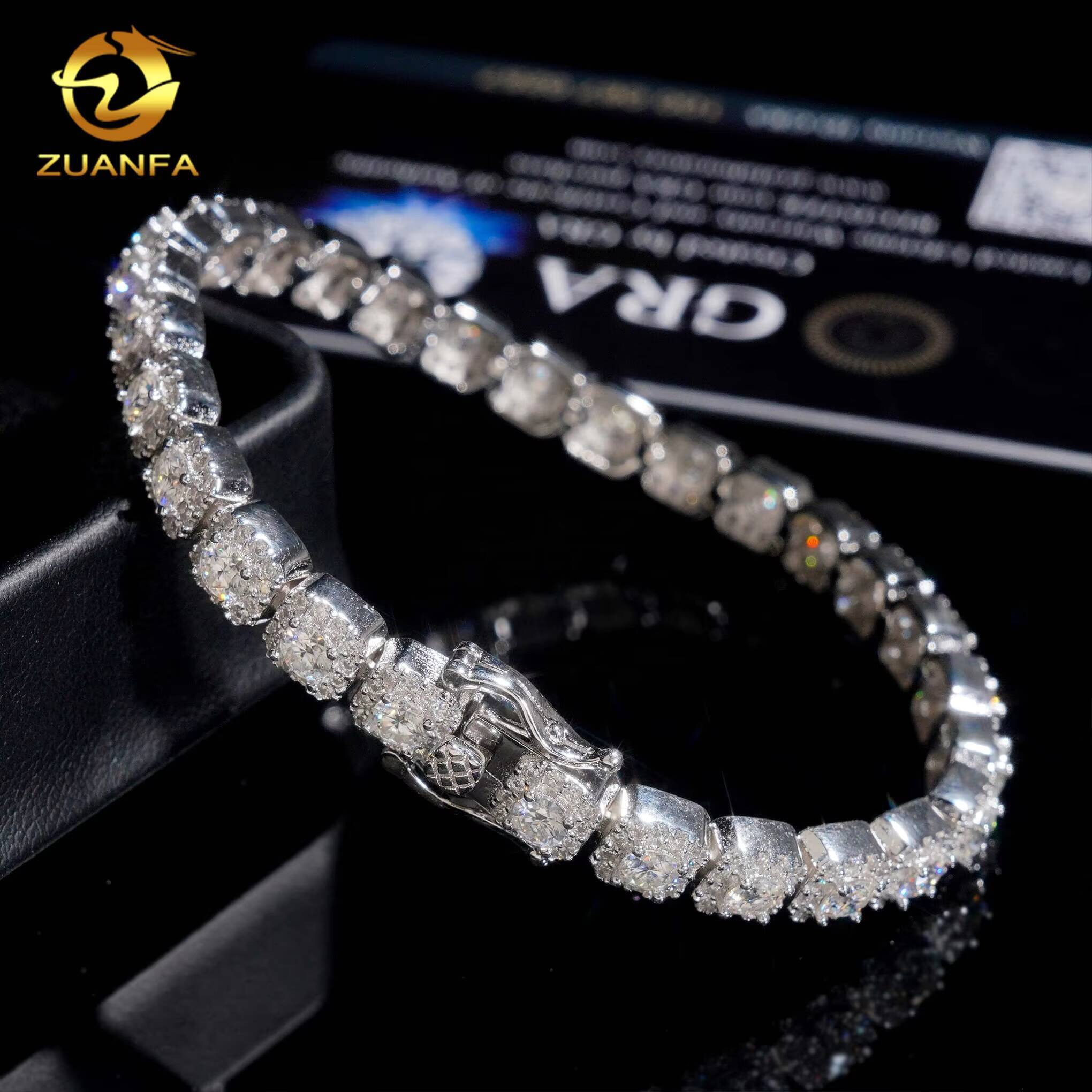 Custom Sparkling Cluster Bracelets 18k Gold Plated Silver VVS Gra Certified Moissanite Lab Diamonds Iced Out Men Bracelet