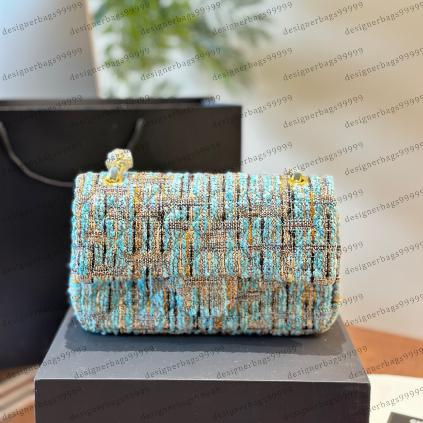 Luxury designer bag Fashion Trendy Style tweed fabric Shoulder crossbody bag women tweed fabric purses clutch Underarm bags Designer double flap bag 26cm