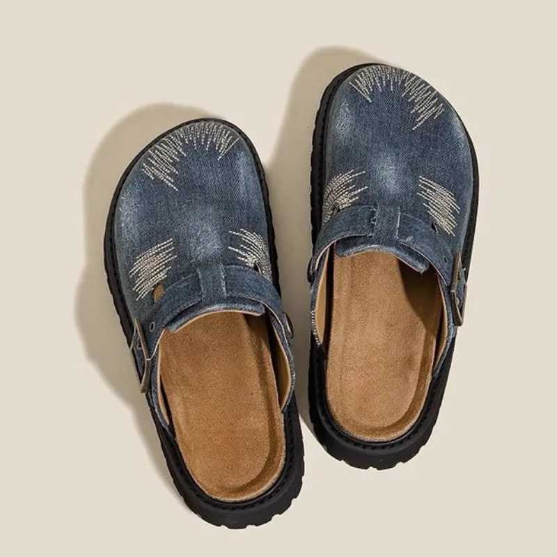 Autumn Womens Mules Slippers Platform Flats Boston Clogs Sandals Fashion Outdoor Slip On Beach Sandalias W250905
