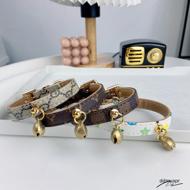 With Bell ddmyday Dog Tag Classic Design Adjustable Leather Pet Collar And Leash Small Medium Dogs, Lightweight For Daily Use B311