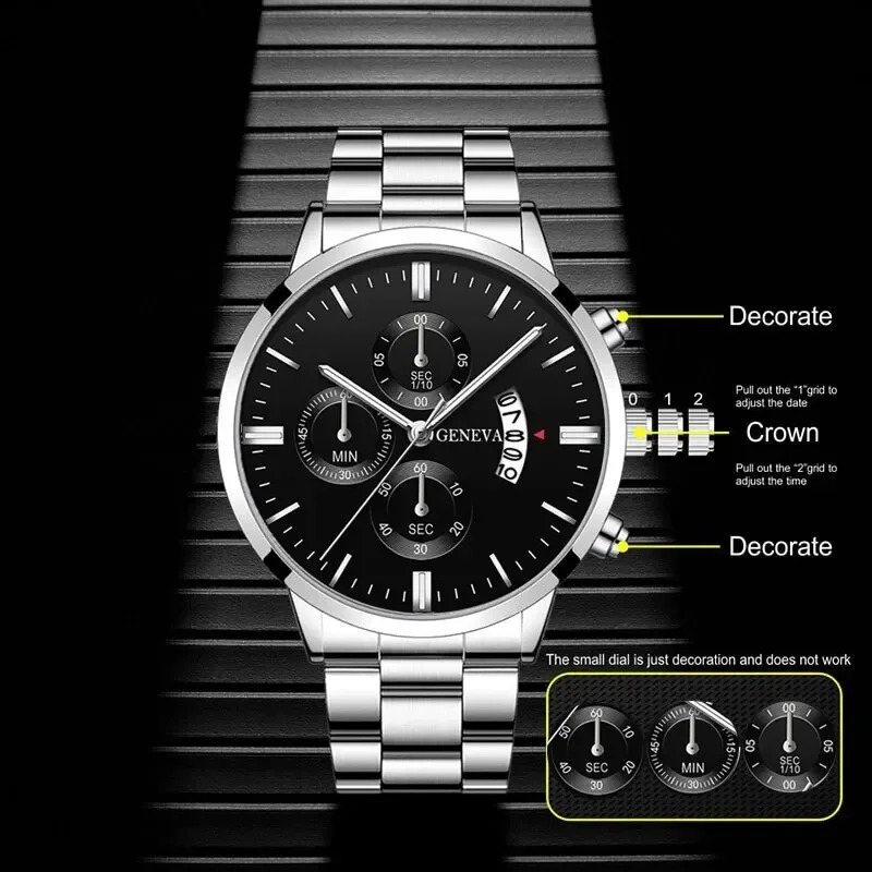 Fashion Men Stainless Steel Watch Calendar Quartz Wrist Business Watches Man Clock Male Bracelet Wristwatch 250828