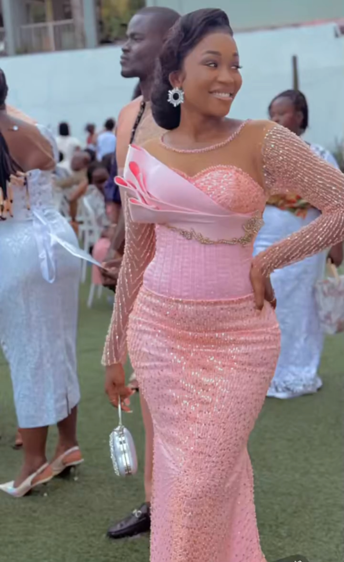 Aso Ebi Mermaid Pink Prom Dresses 2025 Beaded Sheer Neck Full Sleeves Evening Formal Party Second Birthday Engagement Gowns Plus Size Dress For Specia