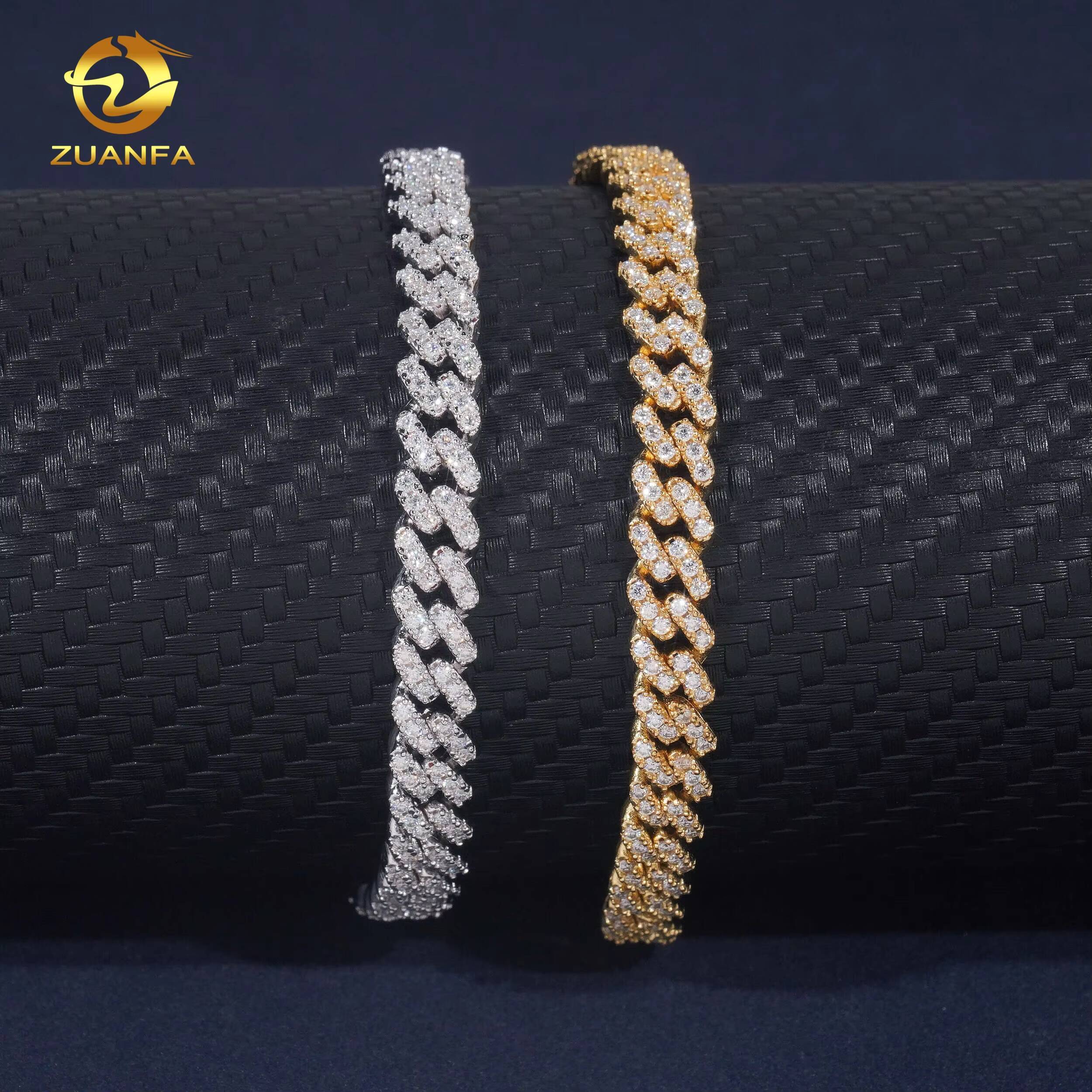 Hot Sale 6mm Custom Hip Hop Jewelry Necklace Iced Out Diamond 925 Sterling Silver VVS Moissanite Cuban Link Chain Bracelet