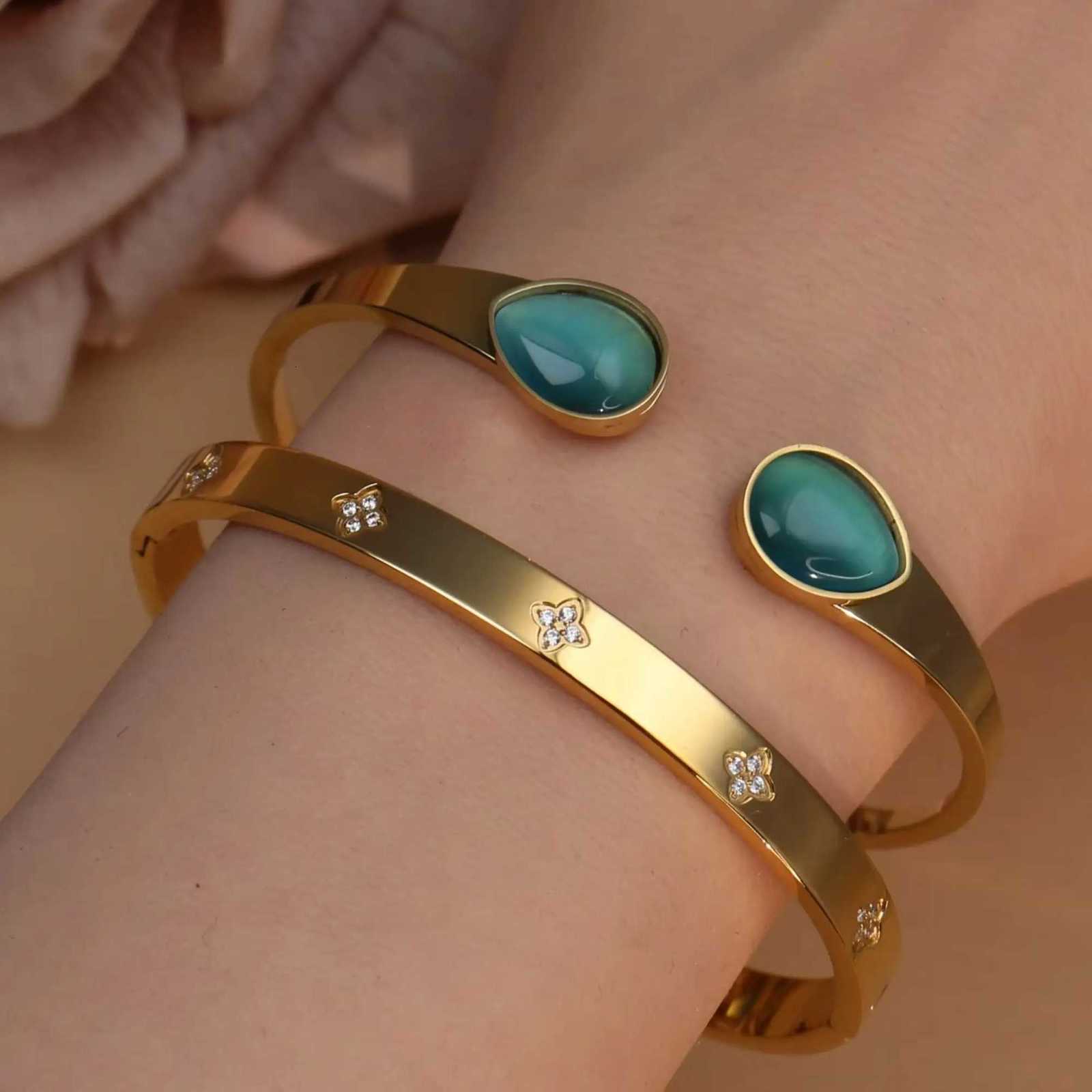 XCB006 Fashion New Opal Crystal 2in1 Stainl Steel Bracelet Wens Jewellery Birtay Party Pair Bangles luxury Wholes Gifts M251218