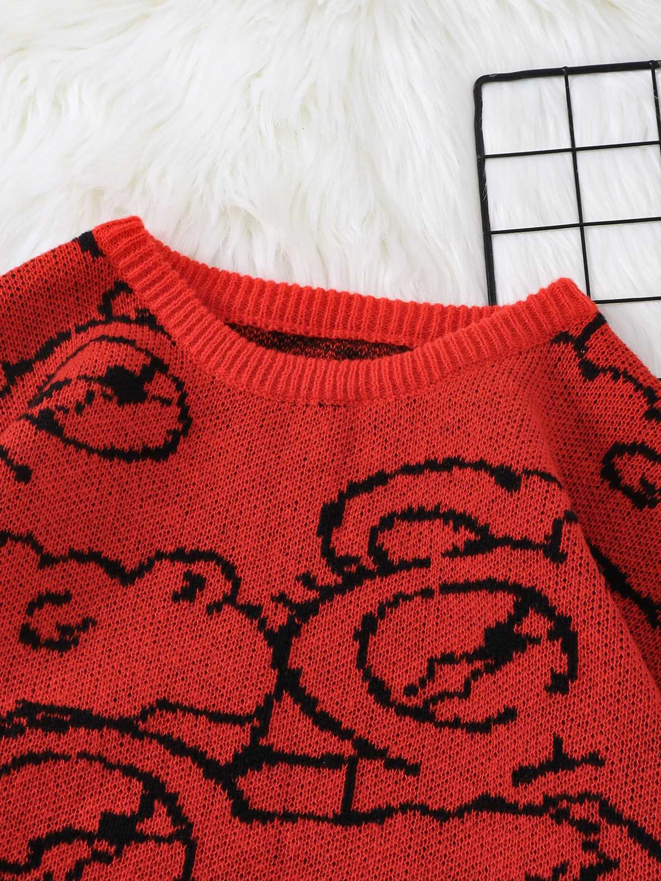 New Cartoon Crocodile Cute Pullover Sweater Casual Round Neck Contrast Color Knitted Mens Pullover Z250905