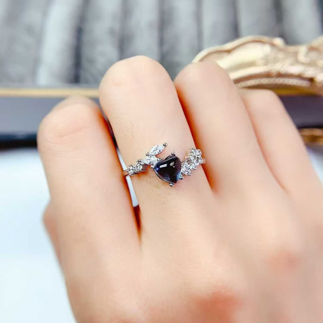 925 silver gemstone ring natural topaz ring 6mm London blue topaz jewelry with certificate