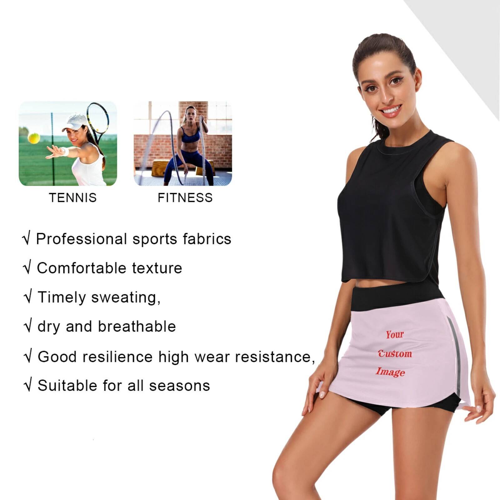 Custom Anti Exposure Tennis Skirts Fiess Running Skort Women Quick Drying Sport Pocket High Waist Gym Yoga Skirt Gymwear