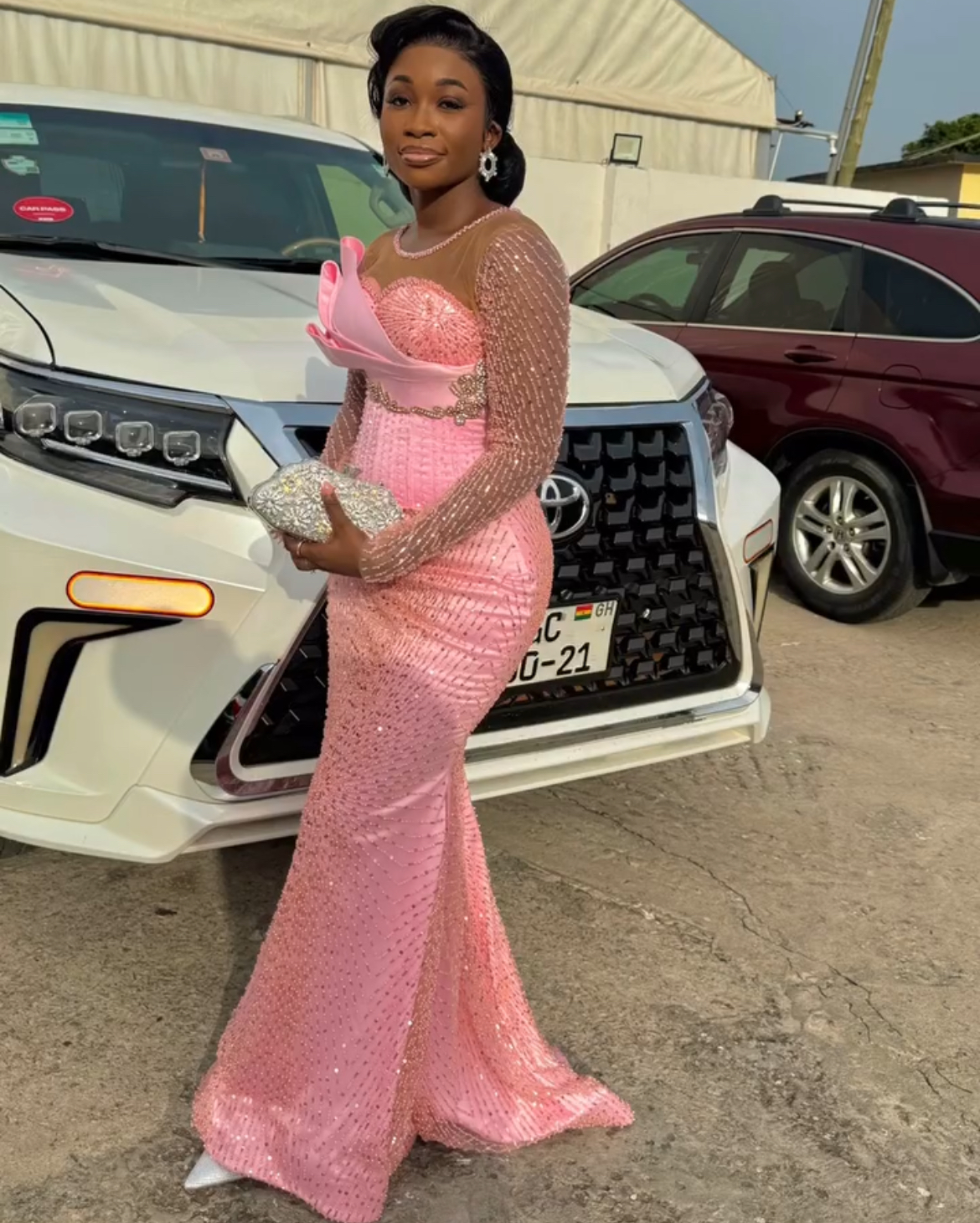 Aso Ebi Mermaid Pink Prom Dresses 2025 Beaded Sheer Neck Full Sleeves Evening Formal Party Second Birthday Engagement Gowns Plus Size Dress For Specia