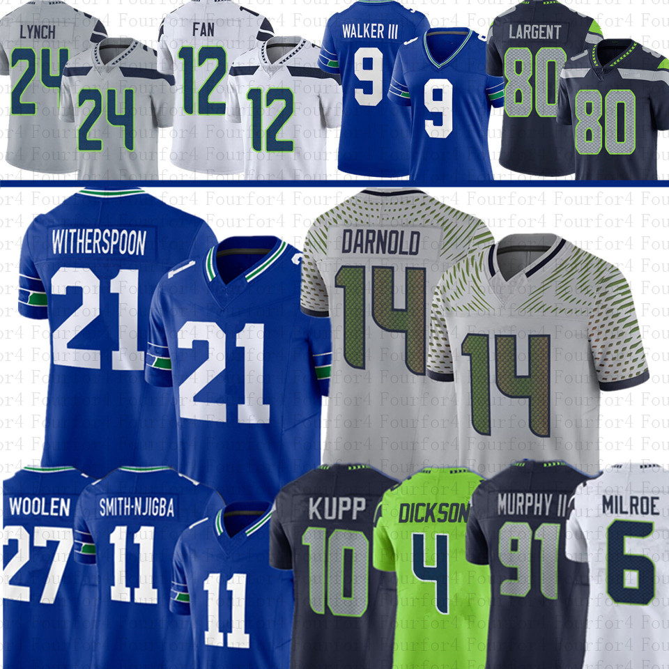 Cooper Kupp Sam Darnold Jaxon Smith-Njigba Football Jersey Jalen Milroe Grey ZabelDevon Witherspoon Nick Emmanwori Kenneth Walker Byron Murphy Jake Bobo Largent