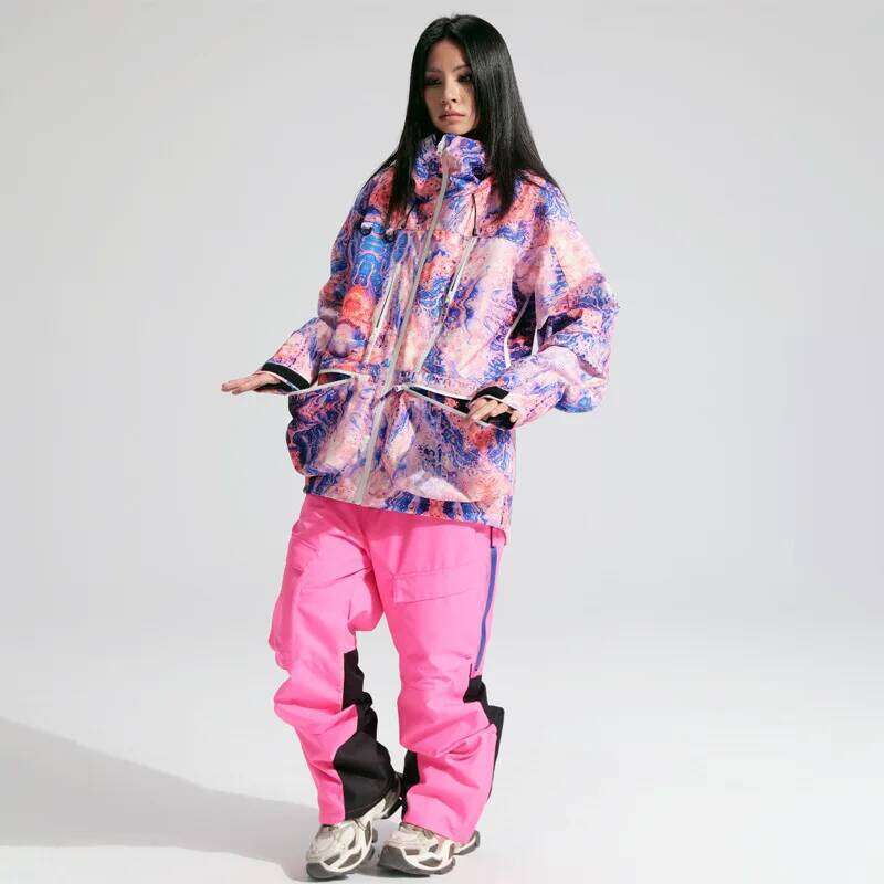 Outdoor Set Professional Snowboard Outfit Warm Waterproof Windproof Abrasion-Resistant Loose Ski Pants Women Snow Suit