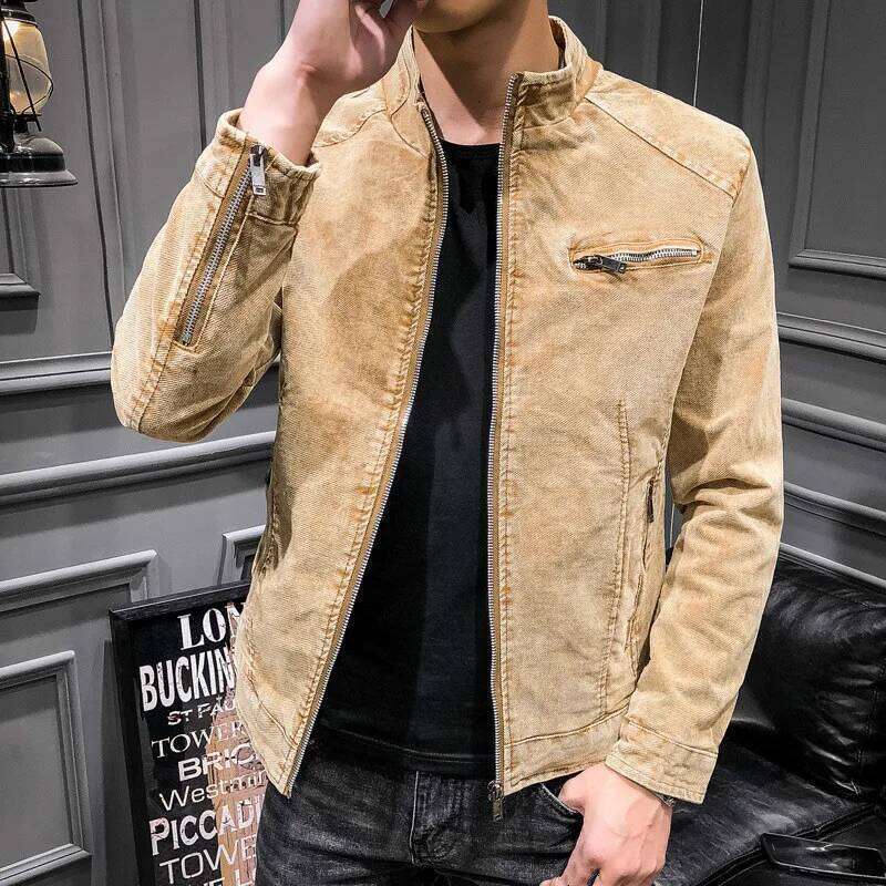 New Arrival Denim Men Autumn Winter Casual Jacket Male Korean Mens Slim Cotton Vintage Gray Oversized Coat Boys Tops 3xl
