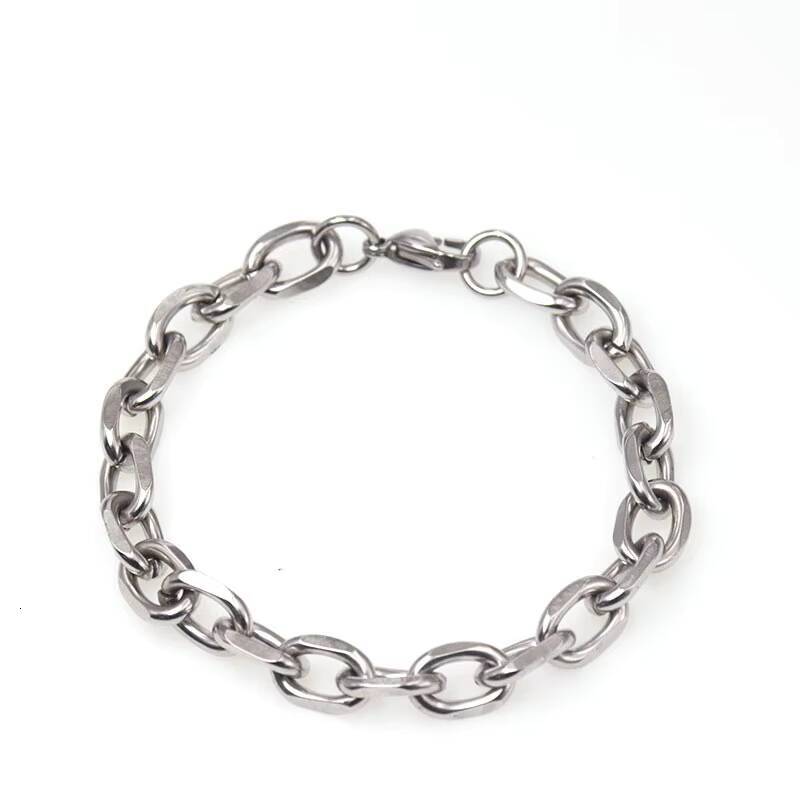 Wholesale Custom 6mm Silver Stainless Steel Mens Link Chain Bracelet Trendy Bracelet for Men Jewelry