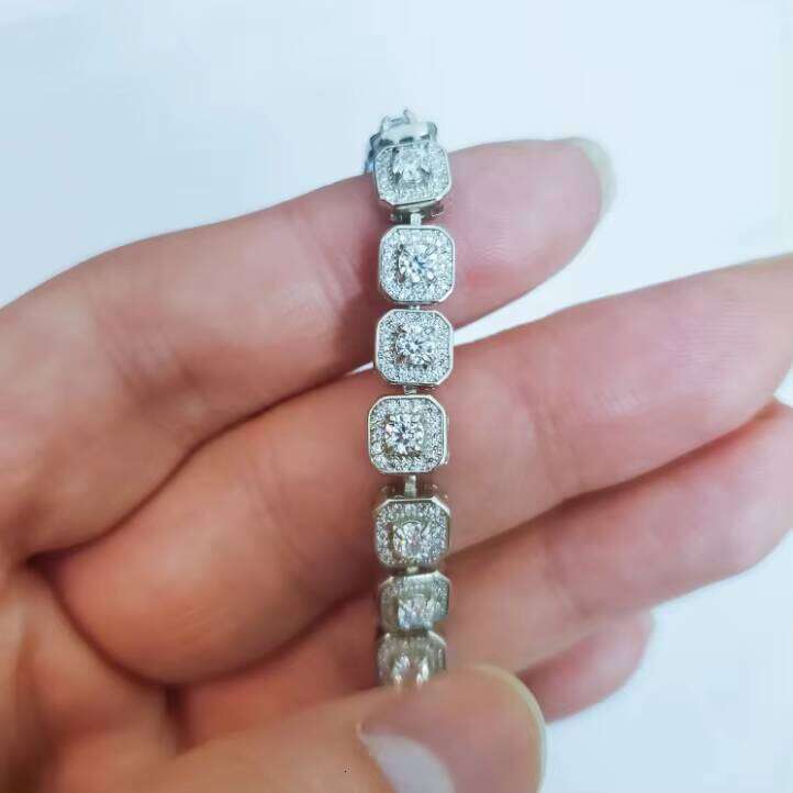 Decoral Wholesale VVS 3mm Iced Out Sterling Sier Sparkling Moissanite Tennis Bracelet Chain