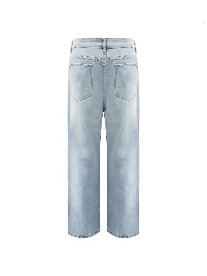 MenS Vintage Washed Blue Loose Fit Jeans Casual Straight Leg Denim Pants with Zipper Fly AllSeason Comfort Mid Waist Casu W250905