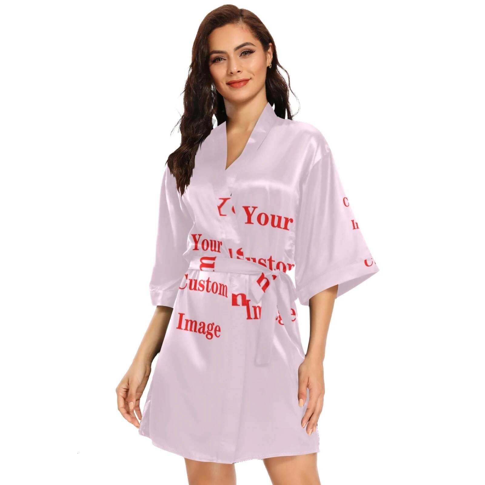 Fashion Satin Long Women Wrap Dress Spring Bathrobe Pamas Sexy V Neck Robe 2025 New Ladies Clothes Custom Image