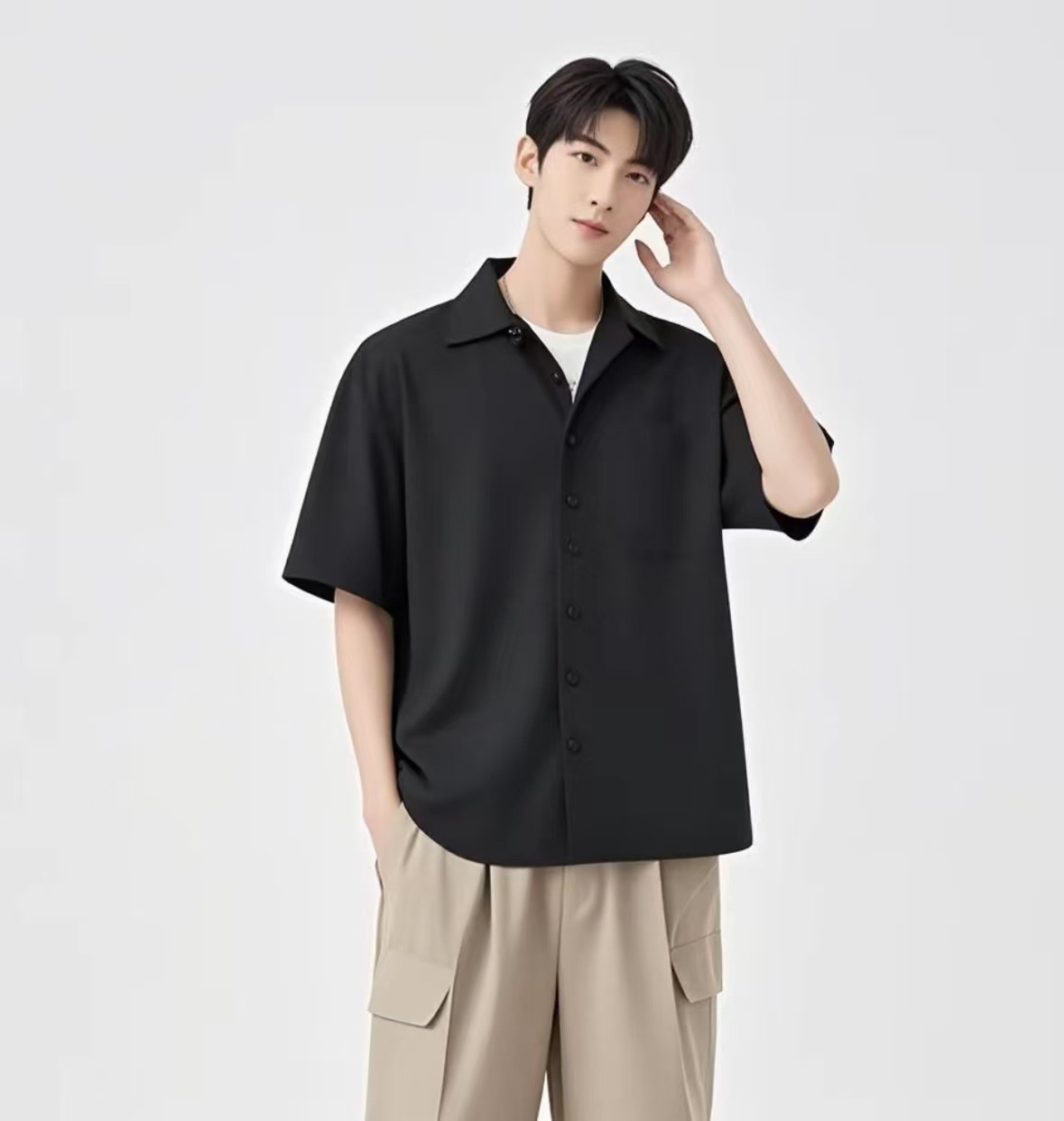 G811716 Spring and autumn new men's wool T-count worsted half-high collar sweater men's machine washable knitted bottoming shirt men's 