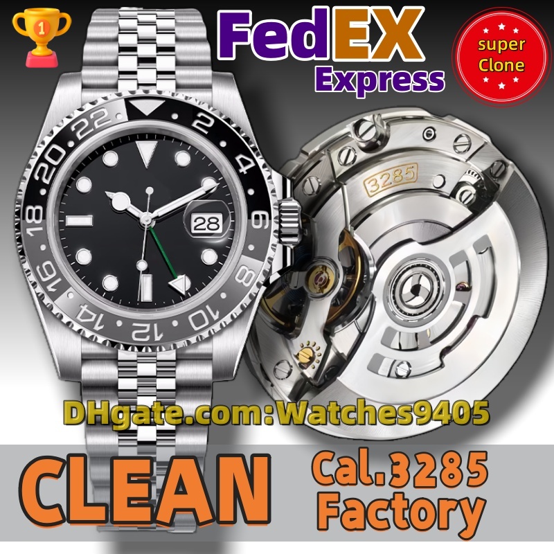 Clean Factory Mens Watch Super GMT Designer Watches Luxury Cal.3186/3285 Automatic Mechanical Watch 72-hour power reserve Ceramic Bezel Sapphire Waterproof With Box