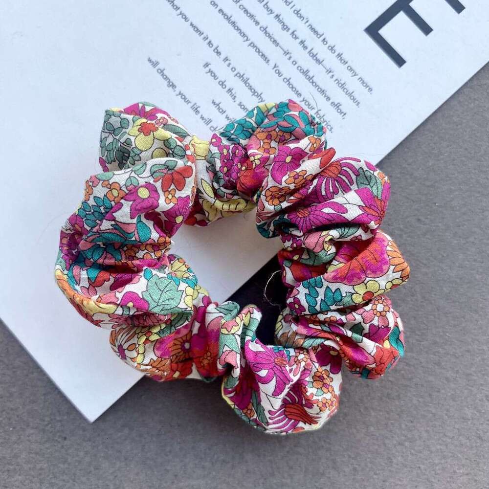 DH collections Large Colorful Garden - themed Chunky Elastic Hair Ties with Liberty Print