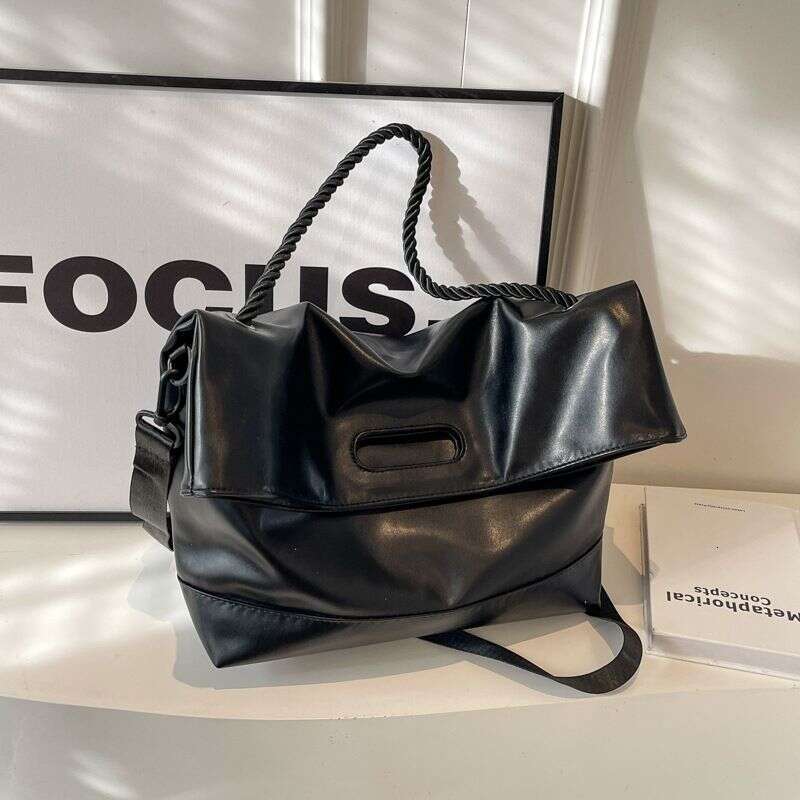 Minimalist Brown Soft Leather Commuter Tote With Western Design Crossbody 2024 Solid Color New Single Shoulder Bag For