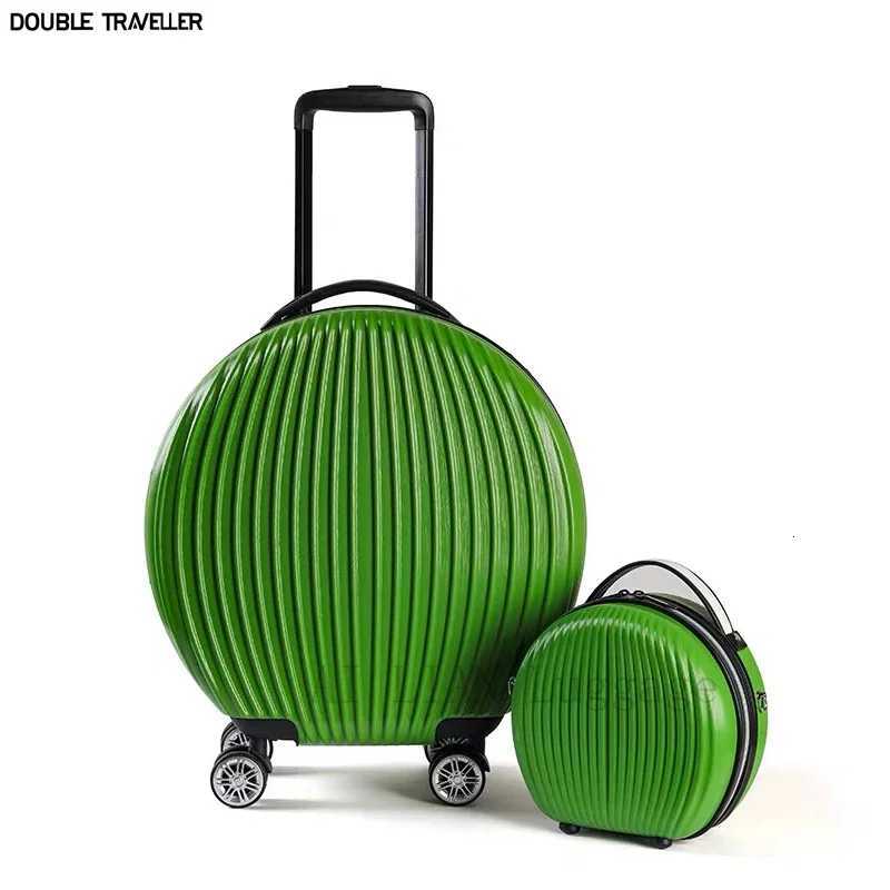 peculiar Rolling SuiTCase with Cosmetic case Rounded trolley Luggage Bag set wheel Women Trolley case and Handbag gift Z250905